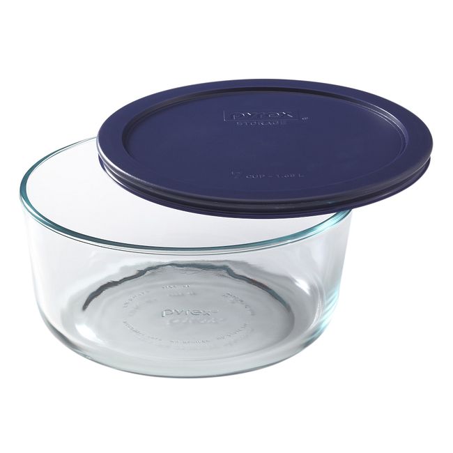 7-cup Glass Food Storage Container with Blue Lid